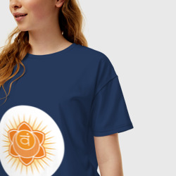 Женская футболка хлопок Oversize Свадхистана чакра: Аюрведа, йога, кундалини символ - фото 2