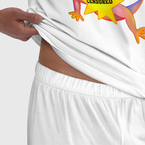 Мужская пижама хлопок с принтом Веселая ящерица цензура, фото #4