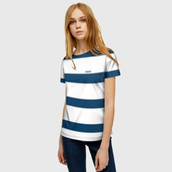 Женская футболка 3D Бело-синий полосатый узор - фото 2