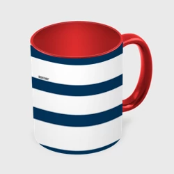 Кружка с полной запечаткой Бело-синий полосатый узор