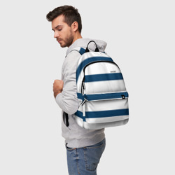 Рюкзак 3D Бело-синий полосатый узор - фото 2