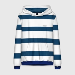 Мужская толстовка 3D Бело-синий полосатый узор