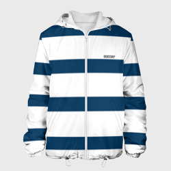 Мужская куртка 3D Бело-синий полосатый узор
