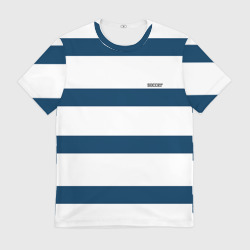 Мужская футболка 3D Бело-синий полосатый узор