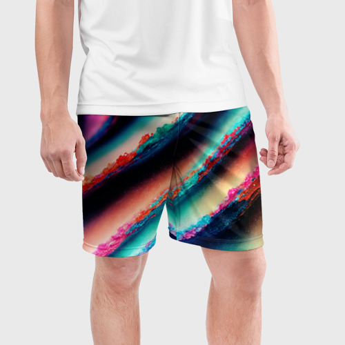 Мужские шорты спортивные Абстрактный след, цвет 3D печать - фото 3