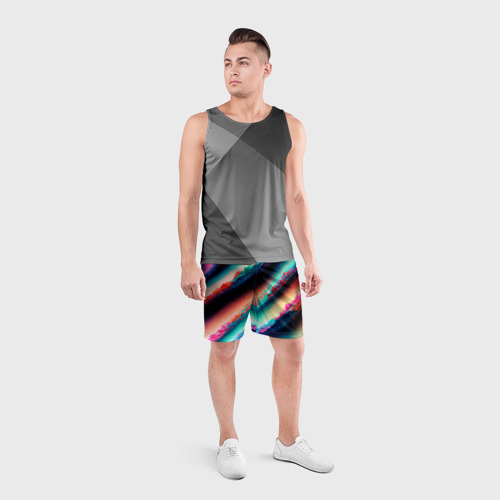 Мужские шорты спортивные Абстрактный след, цвет 3D печать - фото 4