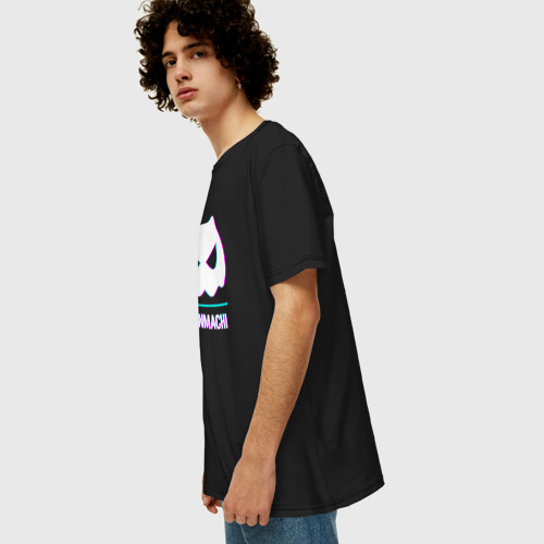 Мужская футболка хлопок Oversize с принтом Символ DanMachi в стиле glitch, вид сбоку #3