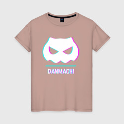 Светящаяся женская футболка Символ DanMachi в стиле glitch