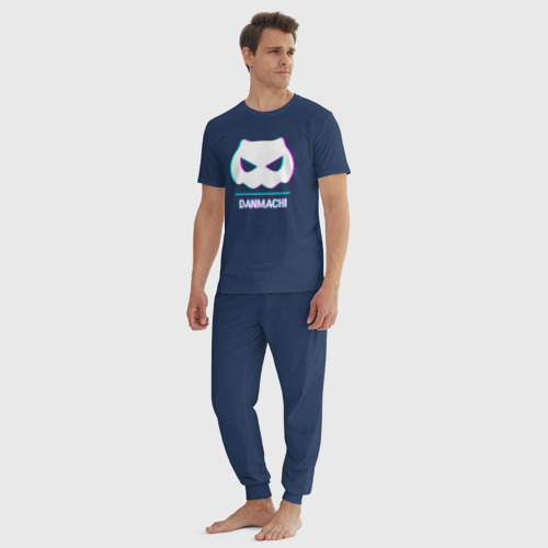 Мужская пижама хлопок Символ DanMachi в стиле glitch, цвет темно-синий - фото 5