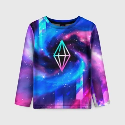 Детский лонгслив 3D The Sims неоновый космос