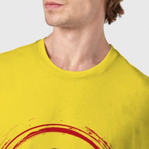Мужская футболка хлопок с принтом Символ Among Us и красная краска вокруг, фото #4
