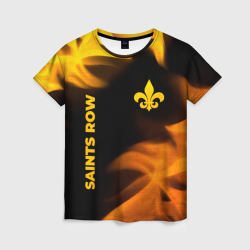 Женская футболка 3D с принтом Saints Row - gold gradient: надпись, символ, вид спереди #2
