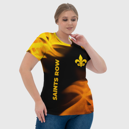 Женская футболка 3D с принтом Saints Row - gold gradient: надпись, символ, фото #4