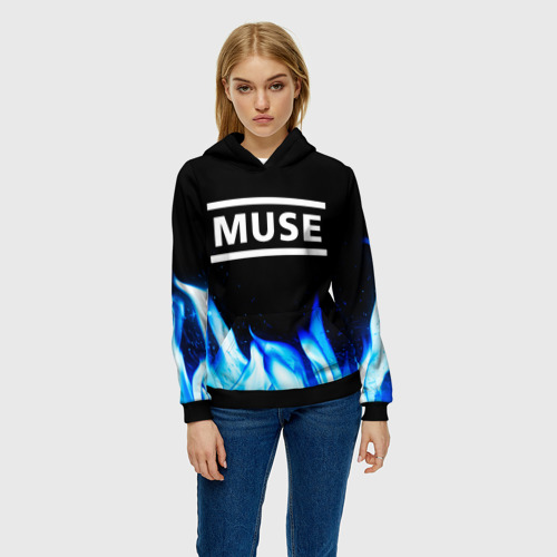 Женская толстовка 3D Muse blue fire, цвет 3D печать - фото 3