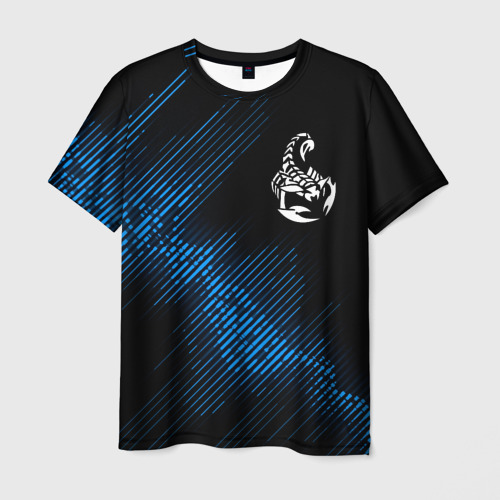 Мужская футболка с принтом Scorpions звуковая волна, вид спереди №1
