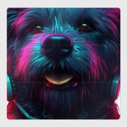 Магнитный плакат 3Х3 Собака в ярких лучах неона