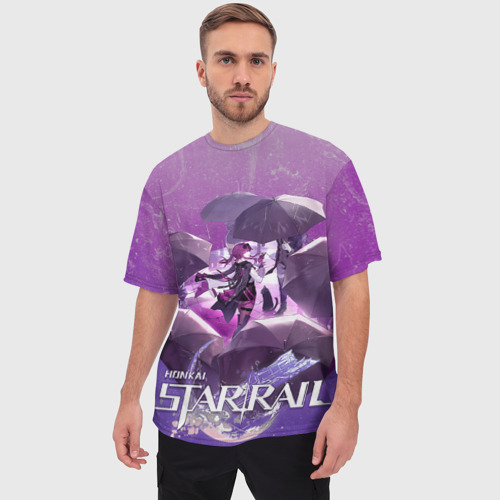 Мужская футболка oversize 3D Кафка под зонтом, цвет 3D печать - фото 3