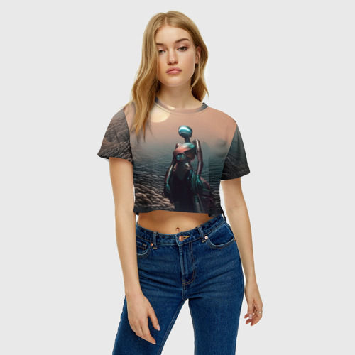 Женская футболка Crop-top 3D Незнакомка, цвет 3D печать - фото 3