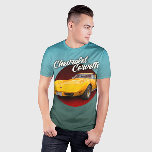 Мужская футболка 3D Slim Классический спорткар Chevrolet Corvette Stingray, цвет 3D печать - фото 3
