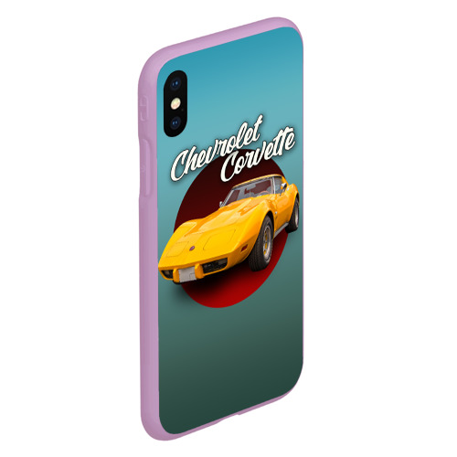Чехол для iPhone XS Max матовый Классический спорткар Chevrolet Corvette Stingray, цвет сиреневый - фото 3