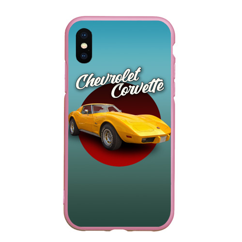 Чехол для iPhone XS Max матовый Американский спорткар Chevrolet Corvette Stingray 1978 года, цвет розовый