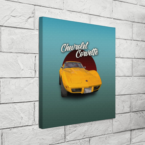 Холст квадратный Американский спорткар Chevrolet Corvette Stingray C3, цвет 3D печать - фото 3