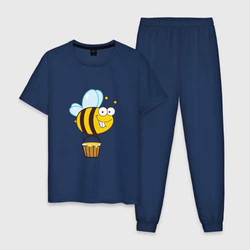 Мужская пижама хлопок Время собирать мед, цвет темно-синий