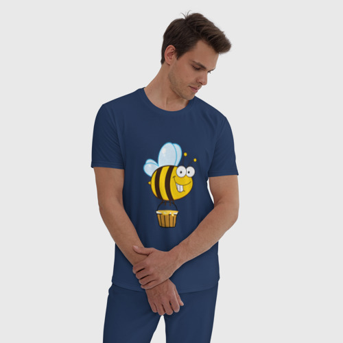Мужская пижама хлопок Время собирать мед, цвет темно-синий - фото 3
