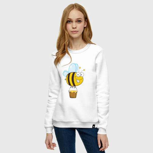 Женский свитшот хлопок с принтом Время собирать мед, фото на моделе #1