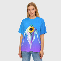 Женская футболка oversize 3D Subnautica инопланетная рыба - фото 2
