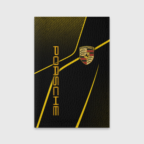 Обложка для паспорта матовая кожа с принтом Porsche - Gold line, вид спереди №1