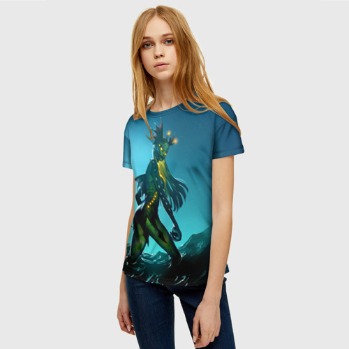 Женская футболка 3D с принтом Subnautica русалка, фото на моделе #1