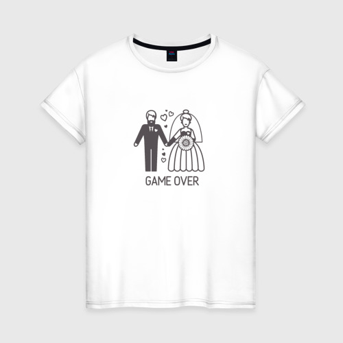 Женская футболка хлопок Жених и невеста - игра закончена, цвет белый