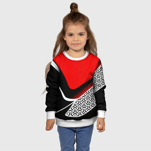 Детский свитшот 3D с принтом Геометрическая униформа - красная, фото #4