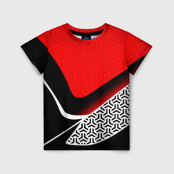Детская футболка 3D Геометрическая униформа - красная