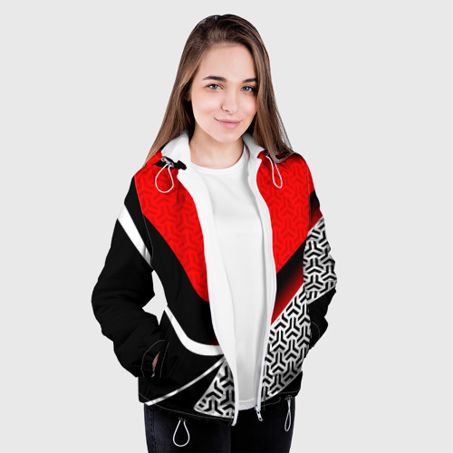 Женская куртка 3D Геометрическая униформа - красная, цвет белый - фото 4