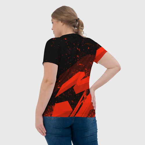 Женская футболка 3D Russia - белая надпись на красных брызгах, цвет 3D печать - фото 7