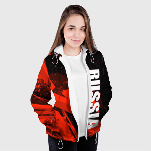 Женская куртка 3D Russia - белая надпись на красных брызгах, цвет белый - фото 4
