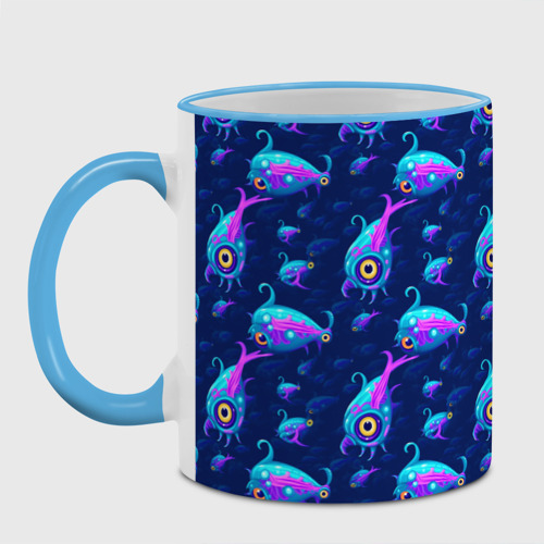 Кружка с полной запечаткой Subnautica паттерн с рыбами, цвет Кант небесно-голубой - фото 2