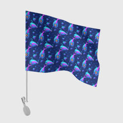 Флаг для автомобиля Subnautica паттерн с рыбами