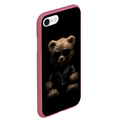Чехол для iPhone 7/8 матовый с принтом Брутальный плюшевый медведь, вид сбоку #3