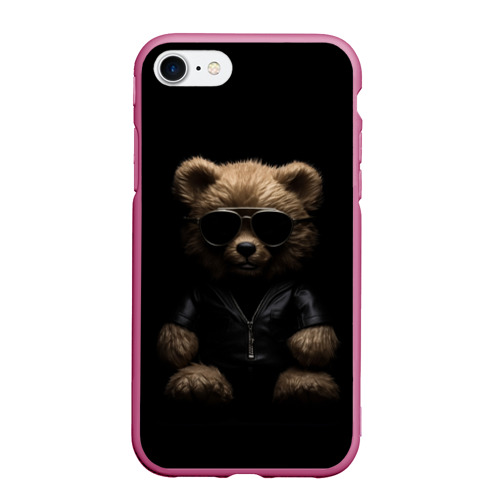 Чехол для iPhone 7/8 матовый с принтом Брутальный плюшевый медведь, вид спереди #2