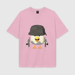 Женская футболка Oversize хлопок texturе Chicken Gun в каске