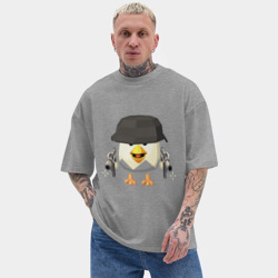 Мужская футболка Oversize хлопок texturе Chicken Gun в каске - фото 2