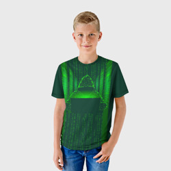 Детская футболка 3D Хакер программист неон зеленый - фото 2