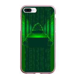 Чехол для iPhone 7Plus/8 Plus матовый Хакер программист неон зеленый