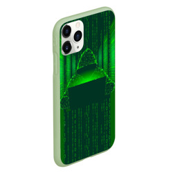 Чехол для iPhone 11 Pro матовый Хакер программист неон зеленый - фото 2