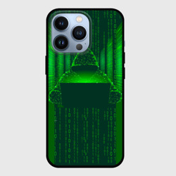 Чехол для iPhone 13 Pro Хакер программист неон зеленый