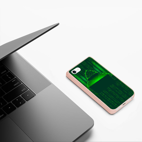 Чехол для iPhone 5/5S матовый Хакер программист неон зеленый, цвет светло-розовый - фото 5