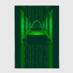 Постер Хакер программист неон зеленый